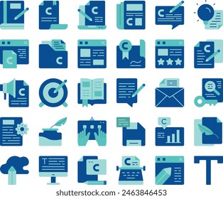 Conjunto de iconos de copywriter Ilustración vectorial stock