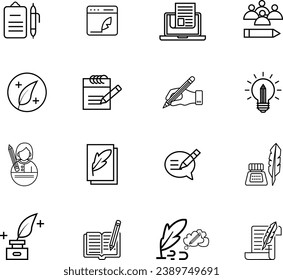 Copywriter Icons Set Vector Design