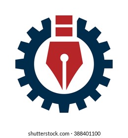 Copywriter logo - gear and nib logo