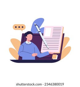 Copywriter online service or platform flat illustration design