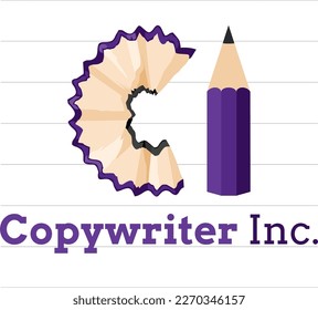 Copywriter pencil shaving logo paper