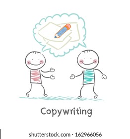 copywriter says with a customer