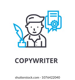 copywriter thin line icon, sign, symbol, illustation, linear concept, vector 
