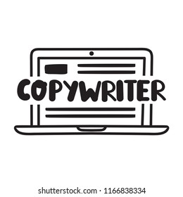 Copywriter. Vector hand drawn doodle, lettering illustration on white background.
