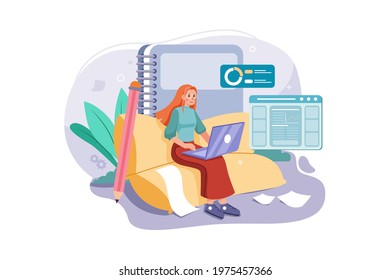Copywriters Illustration concept. Flat illustration isolated on white background.