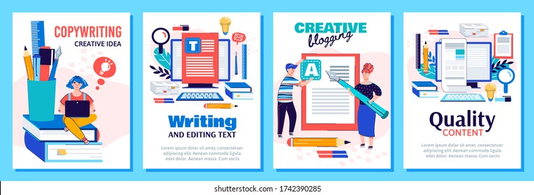 Copywriting And Blog Content Writing Poster Set