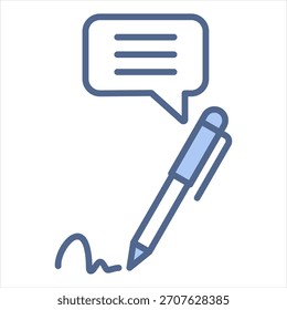 Copywriting Icono azul Ilustración vectorial