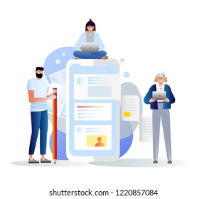 	
Copywriting concept banner with character. Can use for web banner, infographics, hero images. Flat vector illustration isolated on white background. Journalism, news, influencer.