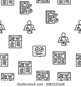 Copywriting Content Strategy Vector Seamless Pattern Thin Line Illustration