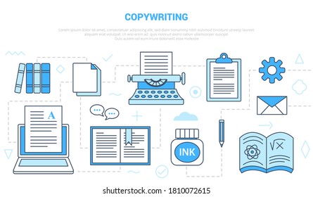 copywriting or copywiter concept with icon set template banner with modern blue color style