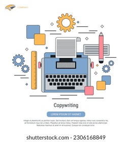 Copywriting, editing, journalism, publication flat contour style vector concept illustration