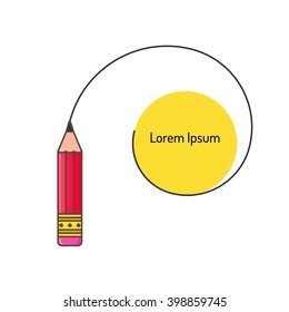 Copywriting emblem. Pensil in outline style. Copywriting or media concept. 