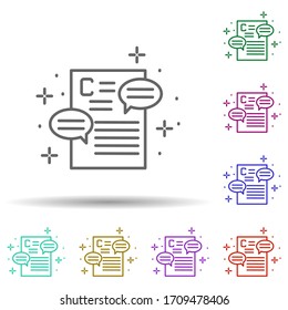 Icono de varios colores para escribir copias de información de archivos. Línea delgada simple, contorno vectorial de iconos de escritura de copias para ui y ux, sitio web o aplicación móvil