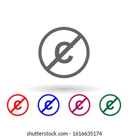 Copywriting forbidden multi color icon. Simple glyph, flat vector of web icons for ui and ux, website or mobile application