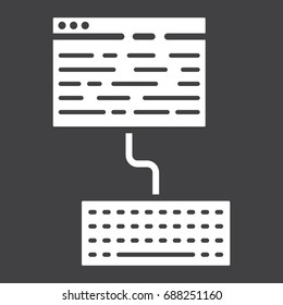 Copywriting glyph icon, seo and development, blogging sign vector graphics, a solid pattern on a black background, eps 10.