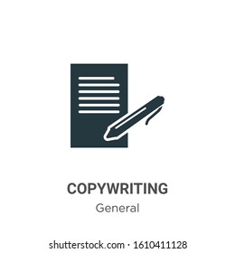 Copywriting glyph icon vector on white background. Flat vector copywriting icon symbol sign from modern general collection for mobile concept and web apps design.