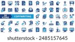 Copywriting icon collection set. Containing advertising, marketing, creative, concept, brand, awareness, idea icon. Simple flat  vector.
