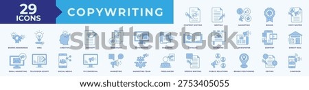 Copywriting Icon Pack Illustration Vector Blue Style