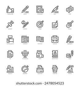 Copywriting icon pack for your website, mobile, presentation, and logo design. Copywriting icon outline design. Vector graphics illustration and editable stroke.