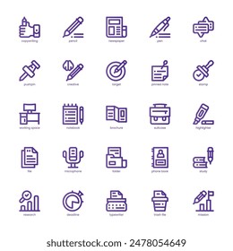 Copywriting icon pack for your website, mobile, presentation, and logo design. Copywriting icon basic line gradient design. Vector graphics illustration and editable stroke.