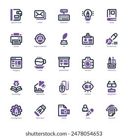 Copywriting icon pack for your website, mobile, presentation, and logo design. Copywriting icon dual tone design. Vector graphics illustration and editable stroke.