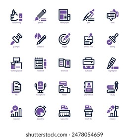 Copywriting icon pack for your website, mobile, presentation, and logo design. Copywriting icon dual tone design. Vector graphics illustration and editable stroke.