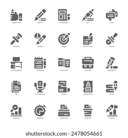 Copywriting icon pack for your website, mobile, presentation, and logo design. Copywriting icon glyph design. Vector graphics illustration and editable stroke.
