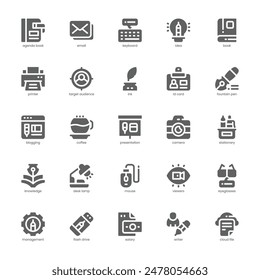 Copywriting icon pack for your website, mobile, presentation, and logo design. Copywriting icon glyph design. Vector graphics illustration and editable stroke.