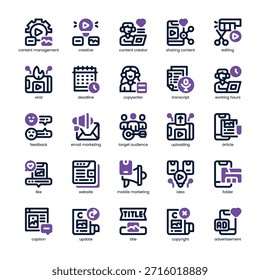 Copywriting Icon Pack für Ihre Website, Handy, Präsentation und Logo-Design. Copywriting Icon Dual-Ton-Design. Vektorgrafik-Illustration und bearbeitbarer Strich.
