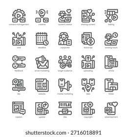 Copywriting Icon Pack für Ihre Website, Handy, Präsentation und Logo-Design. Gliederungsentwurf für das Symbol kopieren. Vektorgrafik-Illustration und bearbeitbarer Strich.