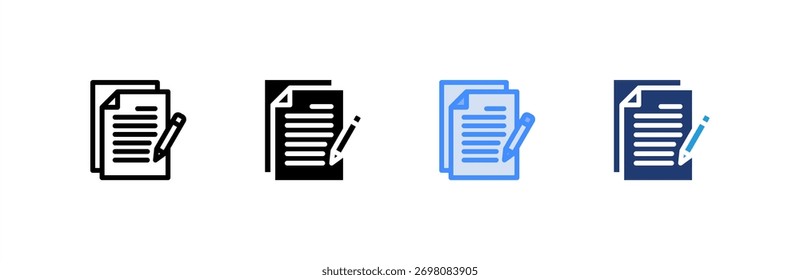 Ícone de cópia define várias coleções de estilos. Ilustração vetorial.