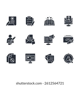 copywriting icon set.vector.Editable stroke.linear style sign for use web design,logo.Symbol illustration.