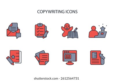 copywriting icon set.vector.Editable stroke.linear style sign for use web design,logo.Symbol illustration.