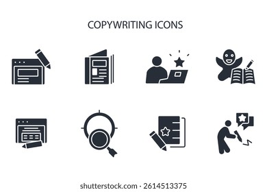 copywriting icon set.vector.Editable stroke.linear style sign for use web design,logo.Symbol illustration.