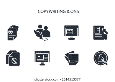 copywriting icon set.vector.Editable stroke.linear style sign for use web design,logo.Symbol illustration.