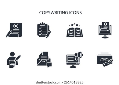copywriting icon set.vector.Editable stroke.linear style sign for use web design,logo.Symbol illustration.