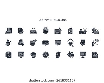 copywriting icon set.vector.Editable stroke.linear style sign for use web design,logo.Symbol illustration.