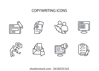 copywriting icon set.Vector.Editable stroke.linear style sign para uso Diseño web, logo.Symbol illustration.