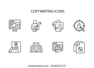 copywriting icon set.vector.Editable stroke.linear style sign for use web design,logo.Symbol illustration.