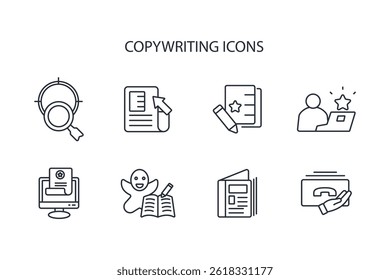 copywriting icon set.vector.Editable stroke.linear style sign for use web design,logo.Symbol illustration.
