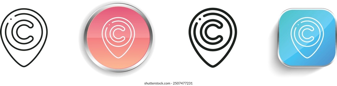 copywriting icon. Thin Linear, Regular and Button Style Design Isolated On White Background