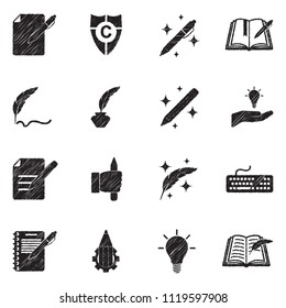 Copywriting Icons. Black Scribble Design. Vector Illustration.
