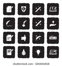 Copywriting Icons. Grunge Black Flat Design. Vector Illustration.