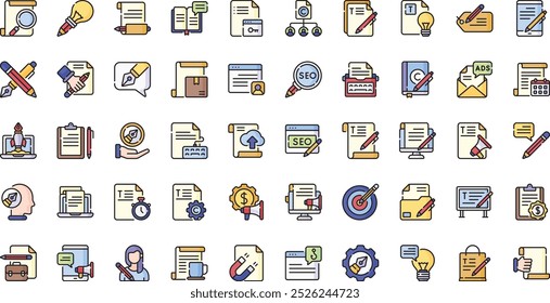 Copywriting icons High-Quality Vector Icons Collection with Editable Stroke. Ideal for Professional and Creative Projects.