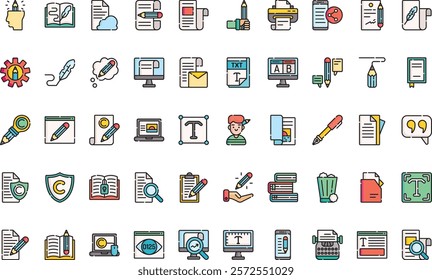 Copywriting icons High-Quality Vector Icons Collection with Editable Stroke. Ideal for Professional and Creative Projects.