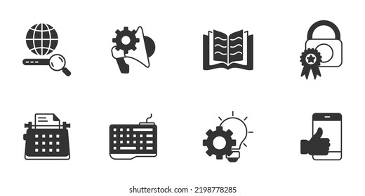 Zeichensatz für Copywriting-Symbole. Vektorelemente von Kopierpackungen für Infografiken