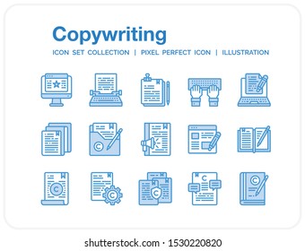 Copywriting Icons Set. UI Pixel Perfect Well-crafted Vector Thin Line Icons. The illustrations are a vector.