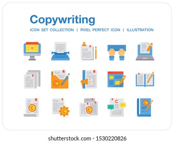 Copywriting Icons Set. UI Pixel Perfect Well-crafted Vector Thin Line Icons. The illustrations are a vector.