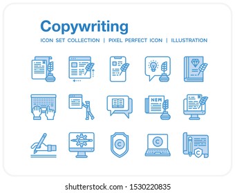 Copywriting Icons Set. UI Pixel Perfect Well-crafted Vector Thin Line Icons. The illustrations are a vector.