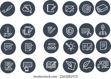 Diseño vectorial conjunto de iconos de escritura de copias